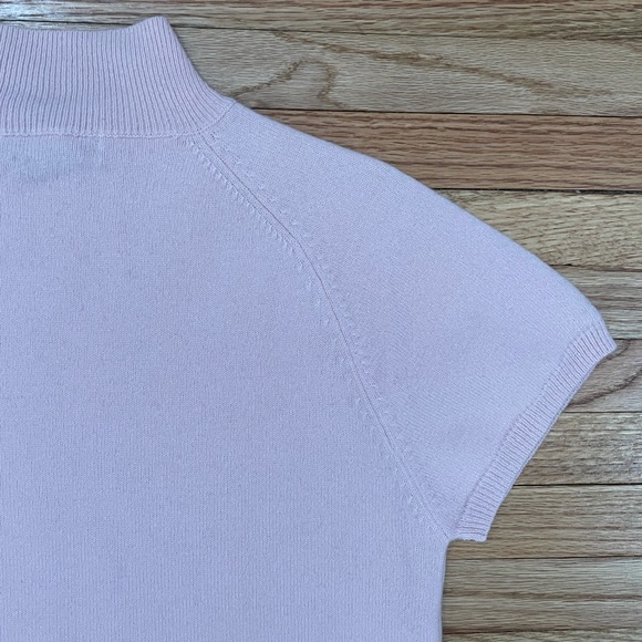 Kenar Short Sleeve Cashmere Pastel Pink Sweater with Rhinestone Details - Picture 7 of 7